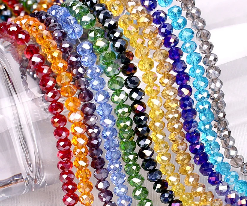 

Wholesale 6MM Crystal rondelle Beads Plated AB Color DIY Shiny Jewelry Loose Beads, 150 color