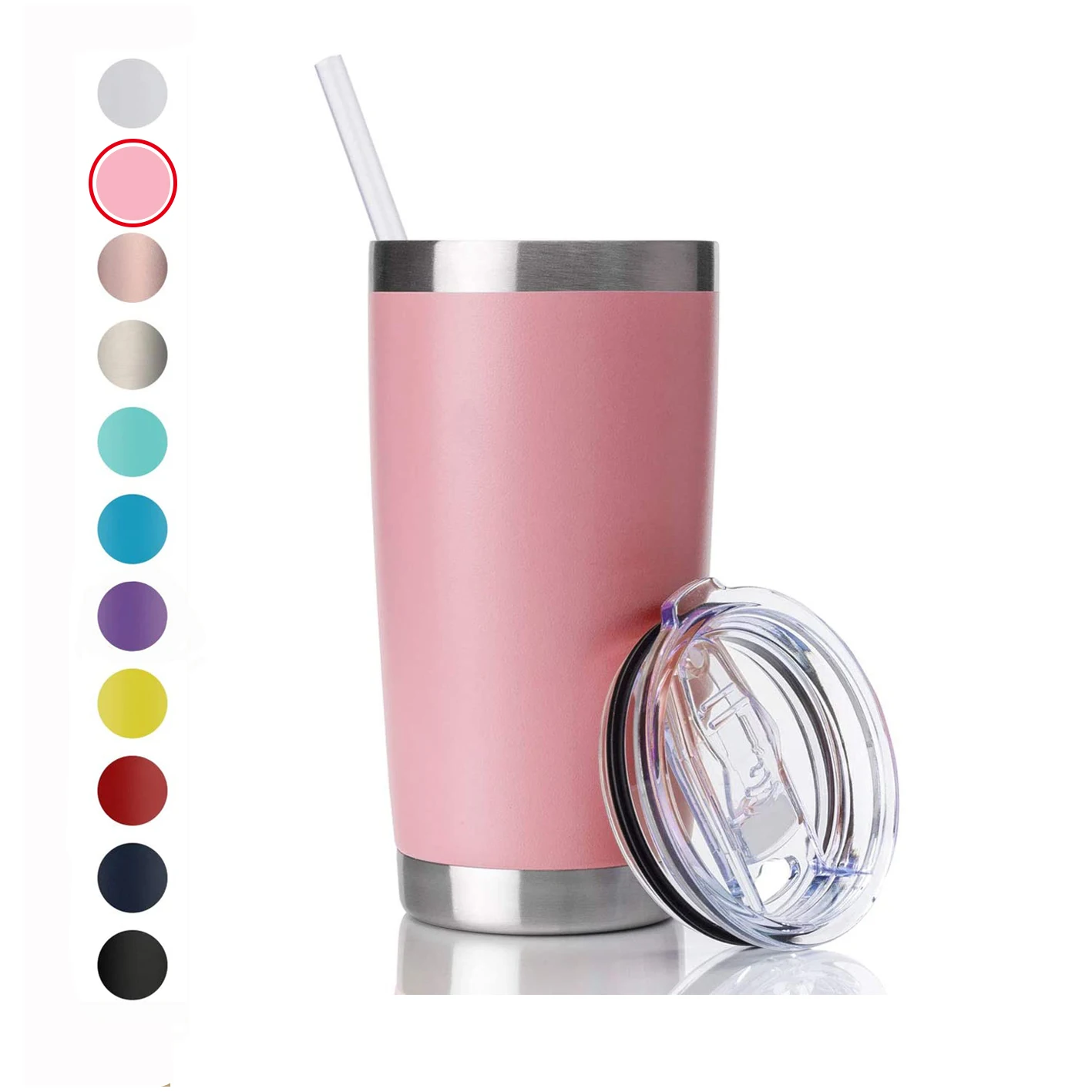 

20oz Pink Stainless Steel Vacuum Insulated Tumbler with Lid Double Wall Travel Mug Water Coffee Cup, Customized color