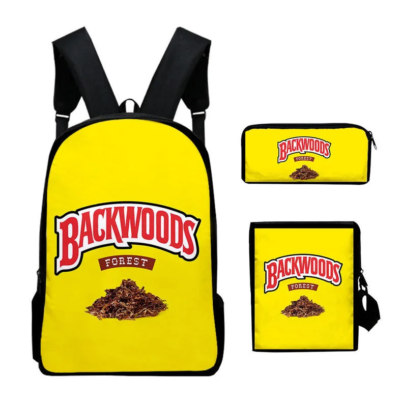 

Backwoods sublimation printing 3 in 1 bag kids girls back to school cover 3d custom back pack set with lunch pencil bag, As picture