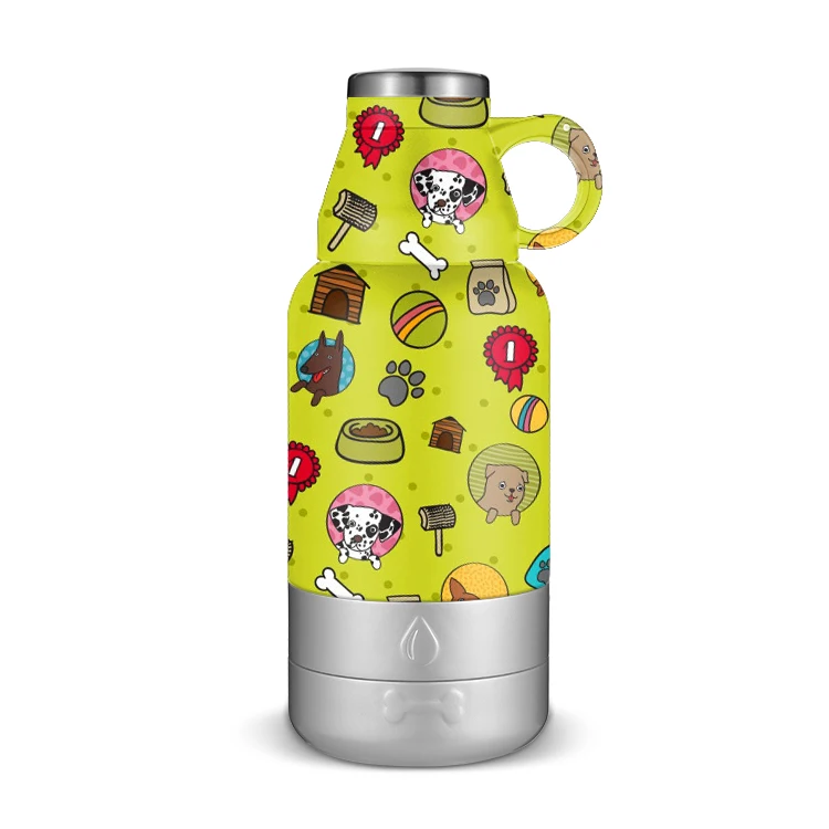 

Factory own design double wall vacuum Insulated Stainless Steel Leak Proof Sports Water Bottle with dog water bottle bowl, Customized color