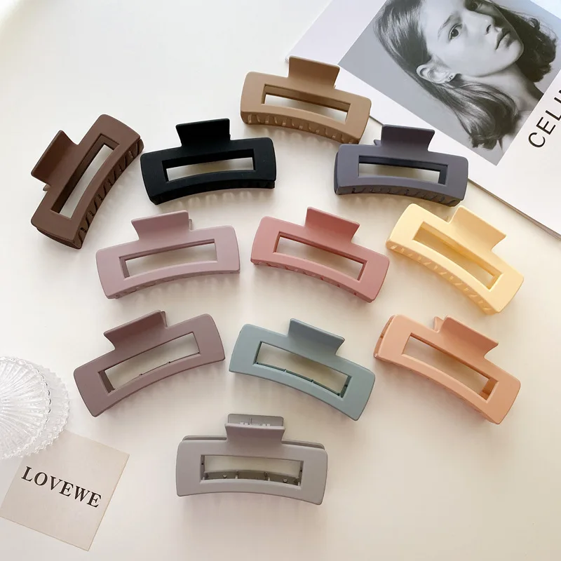 10.5cm PS material frosted large shark clip female cheap rectangle matte large hair claw clips