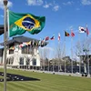 10m decorative round top finial garden satin brush flagpole for The Belt and Road Initiative project