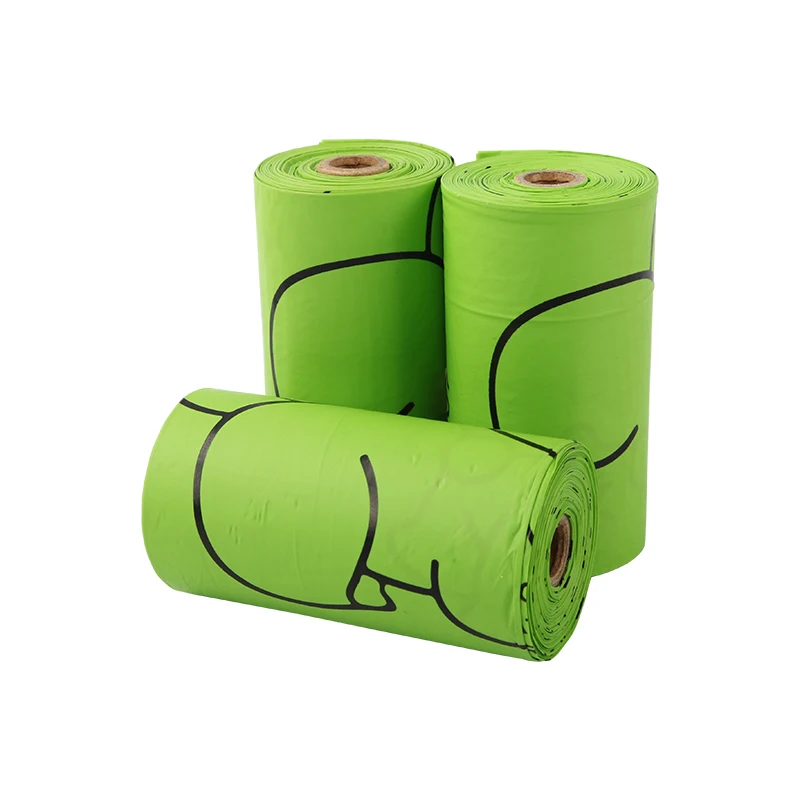 

Portable Degradable Pet Waste Poop Bags 15pcs/roll Dog Cat Clean Up Biodegradable Garbage bag for Pet cleaning, Green
