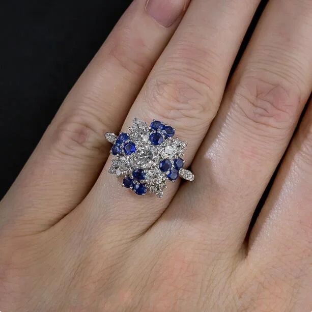 

Vintage Fashion Flower Ring with Zircon Luxury Shiny Rhinestone Zircon Wedding Engagement Rings for Women Jewelry sapphire ring