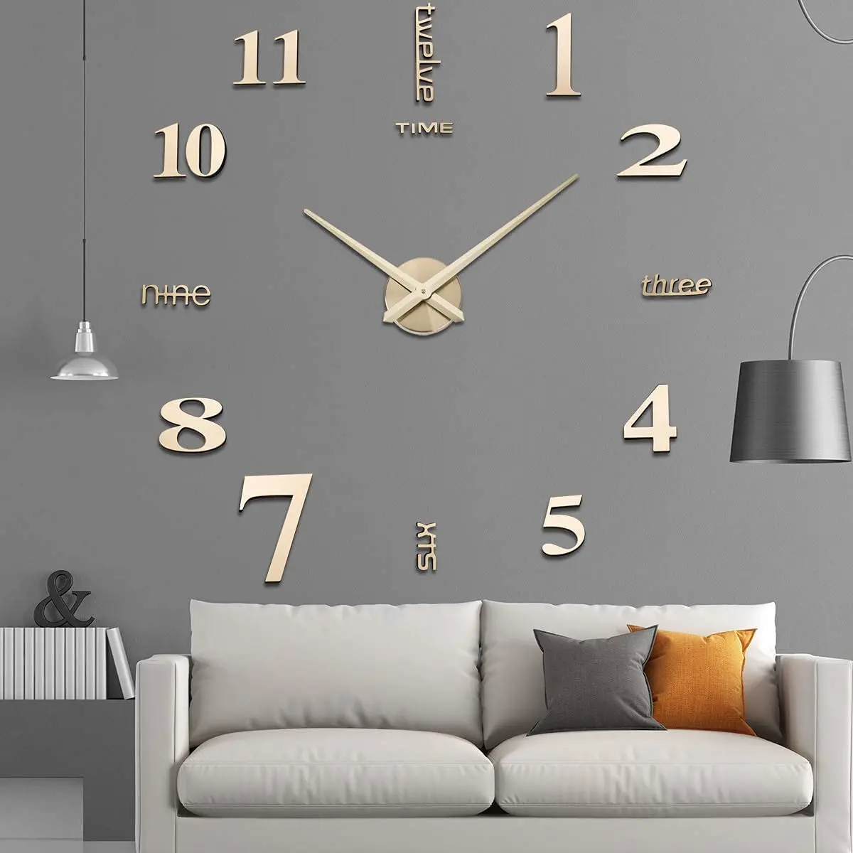 

DIY Wall Clock Modern Large 3D Wall Clock Mirror Stickers Home Office Decor