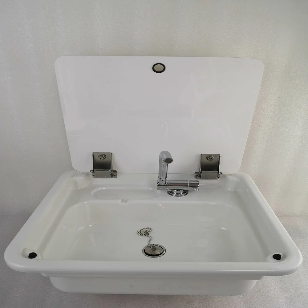 

Boat Caravan RV Camper White Acrylic Sink With Lid Top 445*400*145mm GR-Y009A