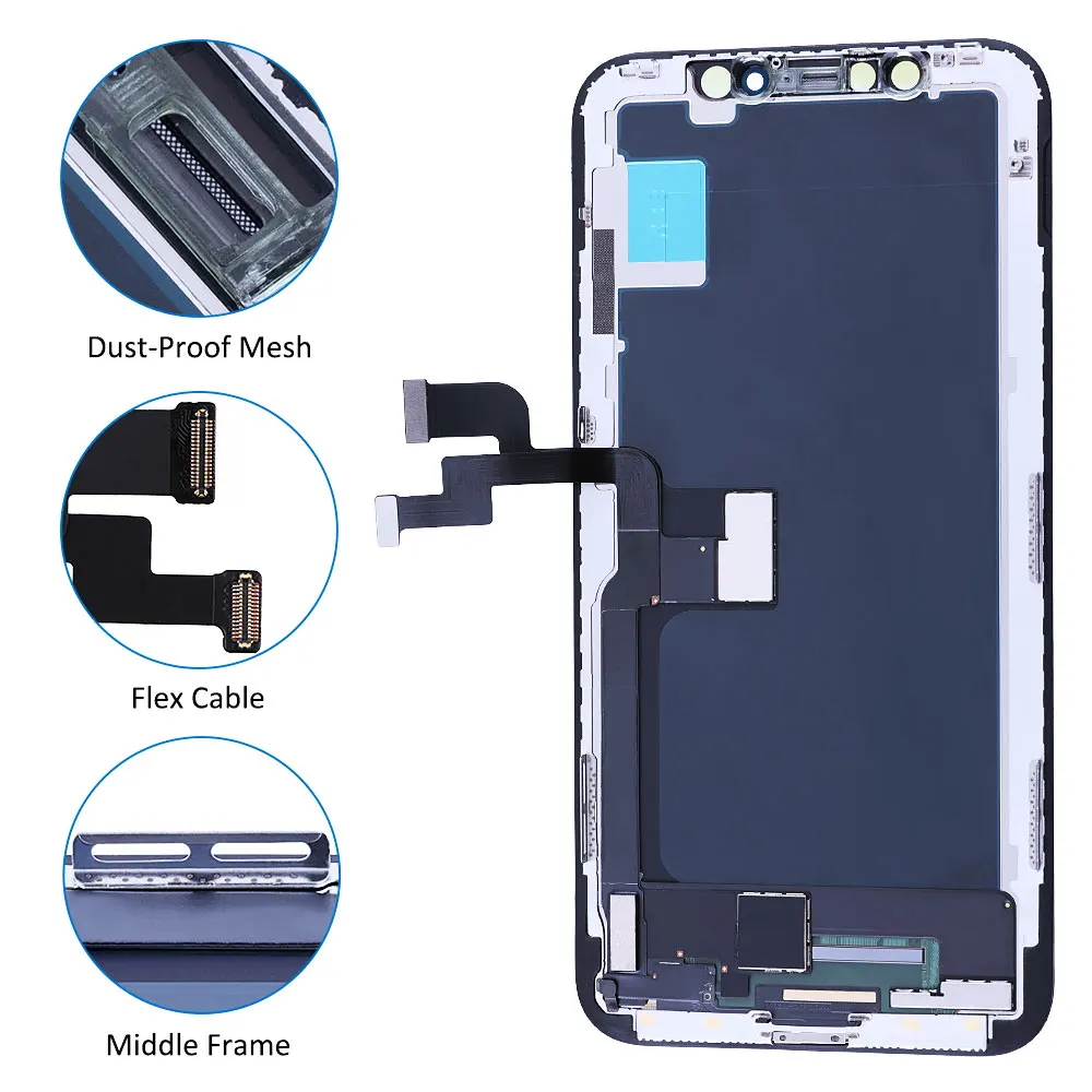 

Mobile phone LED screen for iphone X lcd display screen, Black