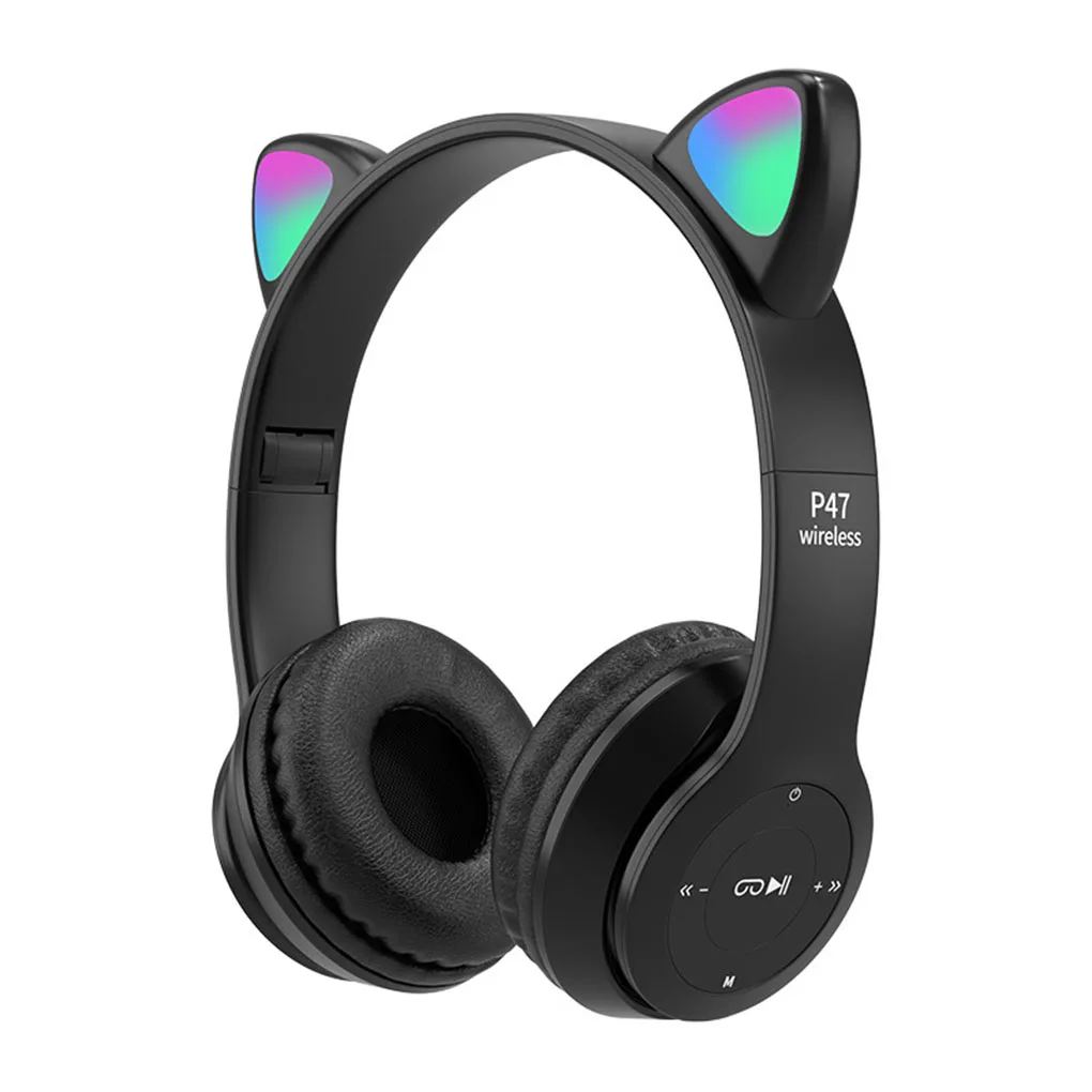 

New Kitten P47M Gaming Wireless Headset Sport Headphones Stereo Foldable Support TF Card Cute Earphone Girl