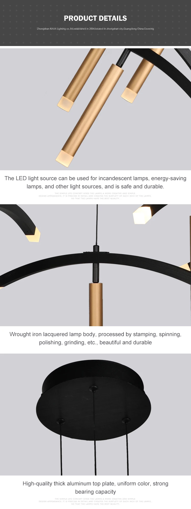 Unique Design Suspending Dining Room Modern Decorative Northern Europe Black Led Chandelier Lamp