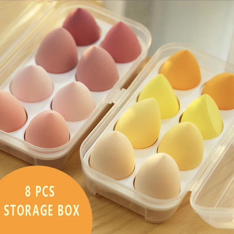 

Multiple colors Different shapes Egg Make up Sponge Set Diamond Teardrop Soft Makeup Sponge 8 pcs Case, Customized