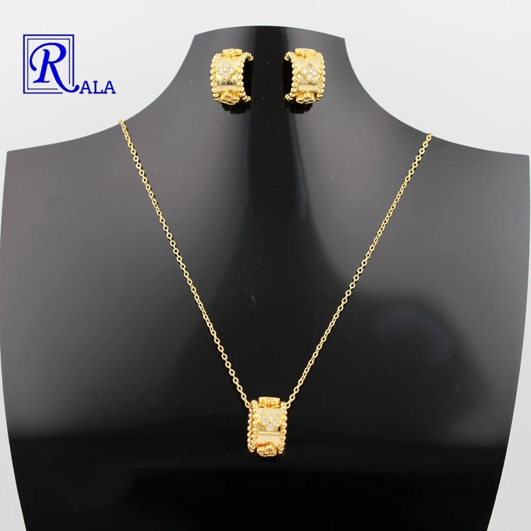 

Rala New zircon lucky grass Earring Necklace Pendant Jewelry Set for women