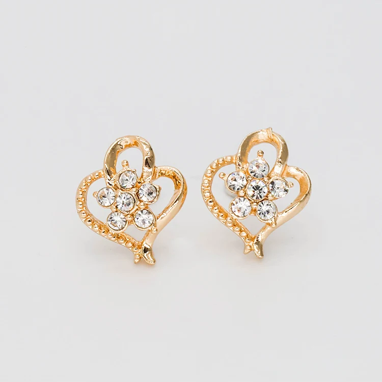 

2020 New design diamond cutout flower small stud earrings for women trendy cross earring, Gold