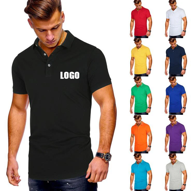 

Custom embroided logo t shirt men polo tee shirts plain golf polo blank t shirt basic tshirts with logo custom printing logo, 11 colors