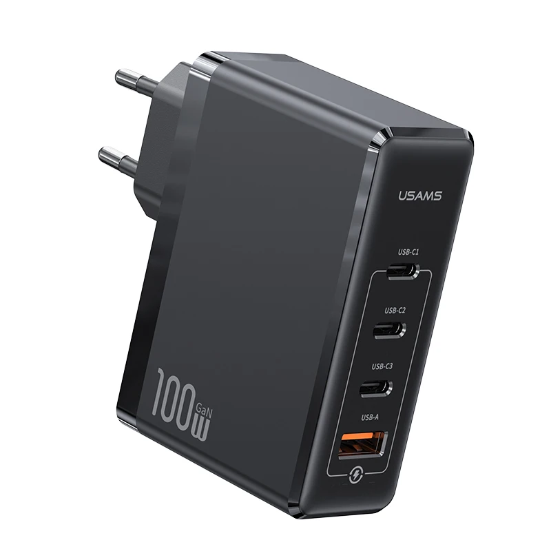 

USAMS Mini size compact PD 100W 4 Ports USB A 3 type C GaN Fast Charge Wall charger Eu plug fast adaptor