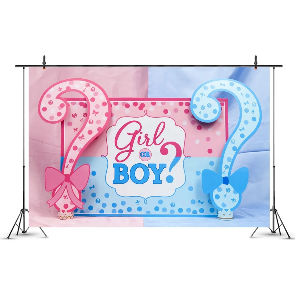 

7x5FT Boys or Girls Vinyl Background Gender Reveal Baby Shower Party Photo Booth Backdrop