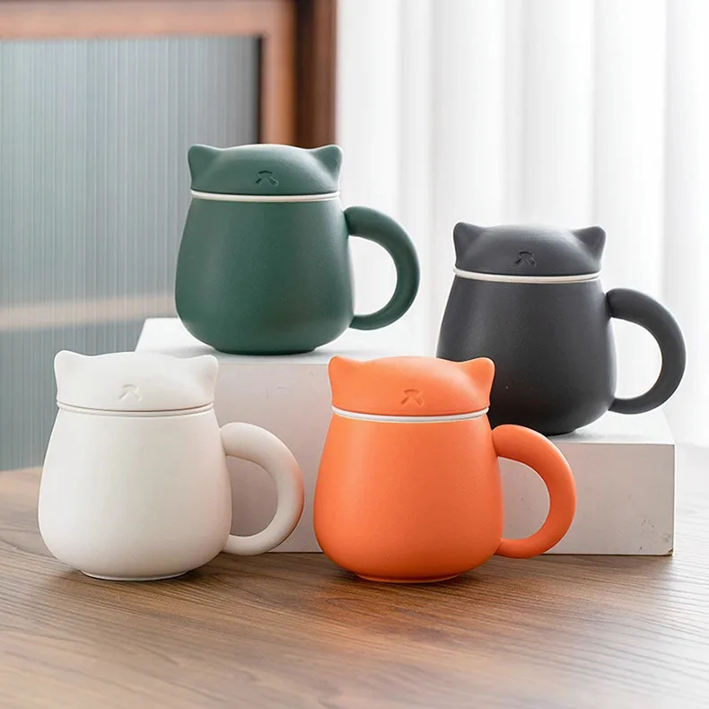 Ceramic Tea Separation Cup Mug with Personal Filter Couple Tea Cup Saucer Set with Gift Box Tea Mug