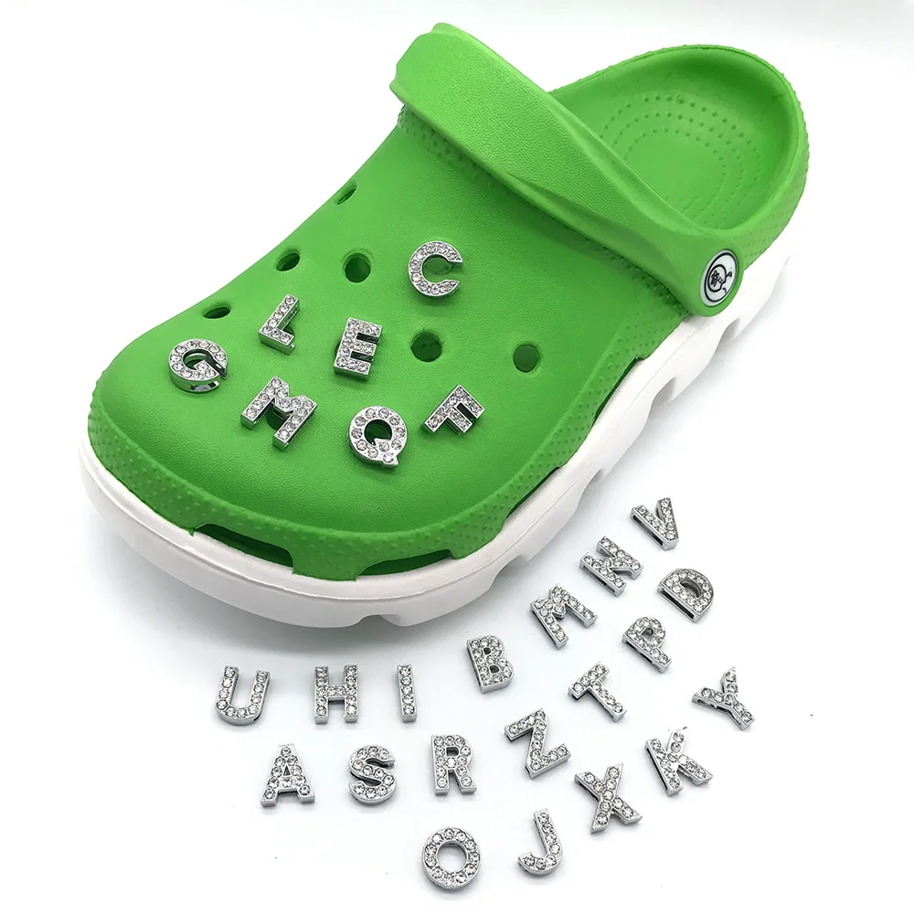 

36pcs alphanumeric suit Wholesale mimics diamond croc charms bling girl-bracelet shoes charms party kids gifts, Picture