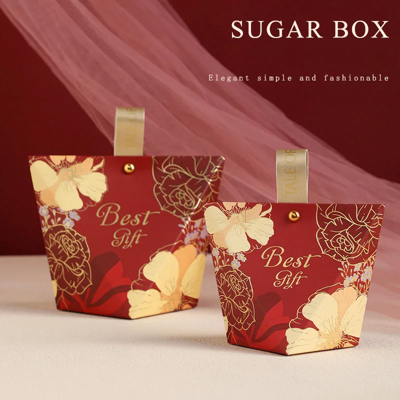 

Hot Sale Luxury Kraft Candy Boxes Wedding Favors Candy Box Custom Wedding Folding Paper Gift Box