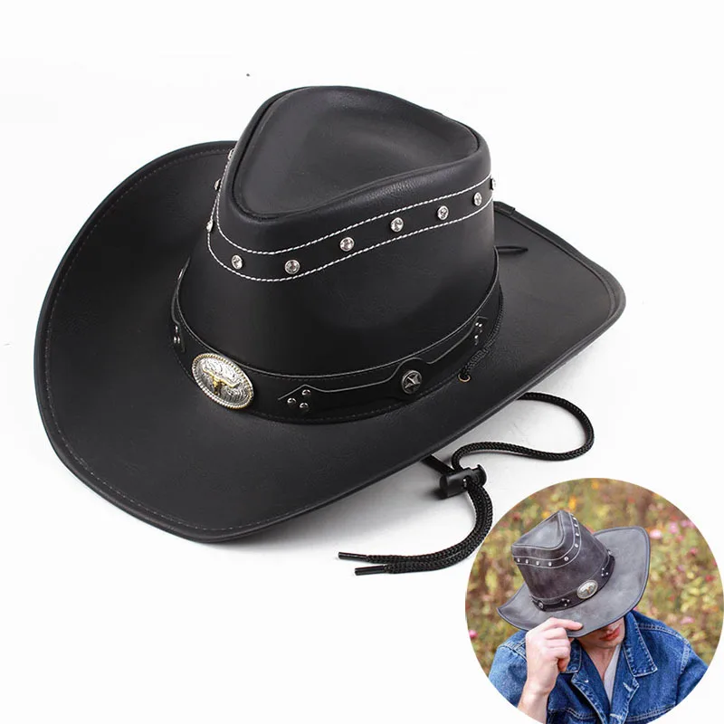 

New Cowboy Hats Women Men Western Cowboy Cap For Dad Gentleman Lady Real Leather Sombrero Hombre Jazz Caps