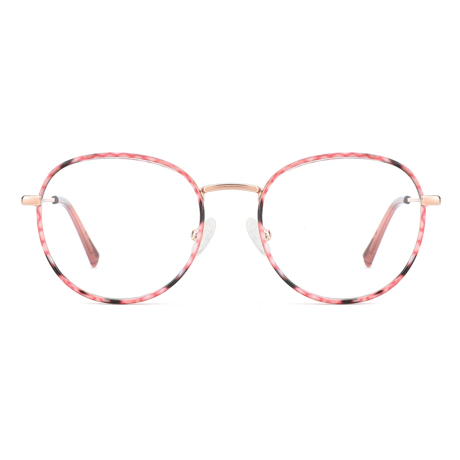 

China Wholesale Optical Eyeglasses Round Frame Unisex Computer Glasse Acetate Metal Eyewear, 4 colors