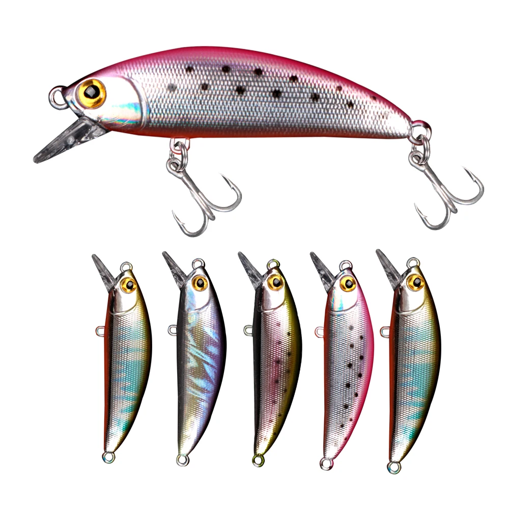 

50mm 5g Sinking Minnow Hard bait Fishing Lures Mini Minnow With Treble hook, Vavious colors