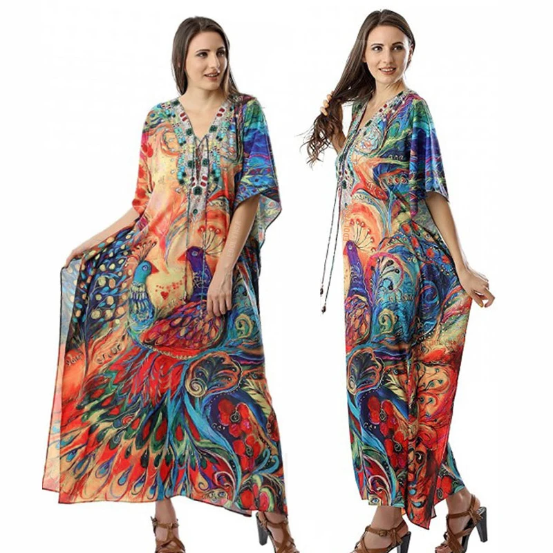 

Loose Robe Quick-drying Swimwear Women Dress Tunic Plus Size Beach Dress Summer 2021 Beach Bikini Cover up, Multi