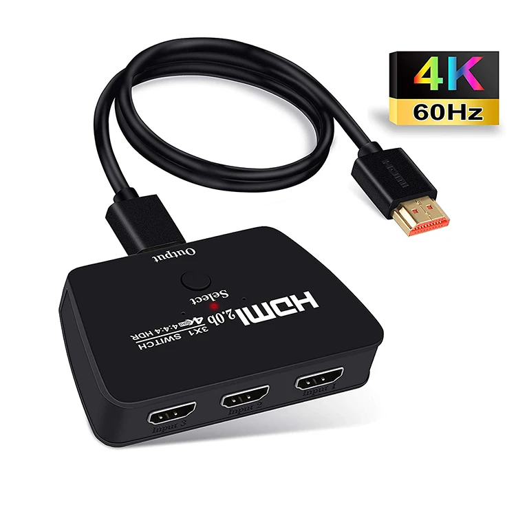 

4k 2.0b 3-Port HDMI Switch 4K ,3 in 1 Out 3X1 HDMI Switcher Box ,Splitter, 18Gbps High Speed,Support HDCP2.2,HDR,Ultra,4K 60hz