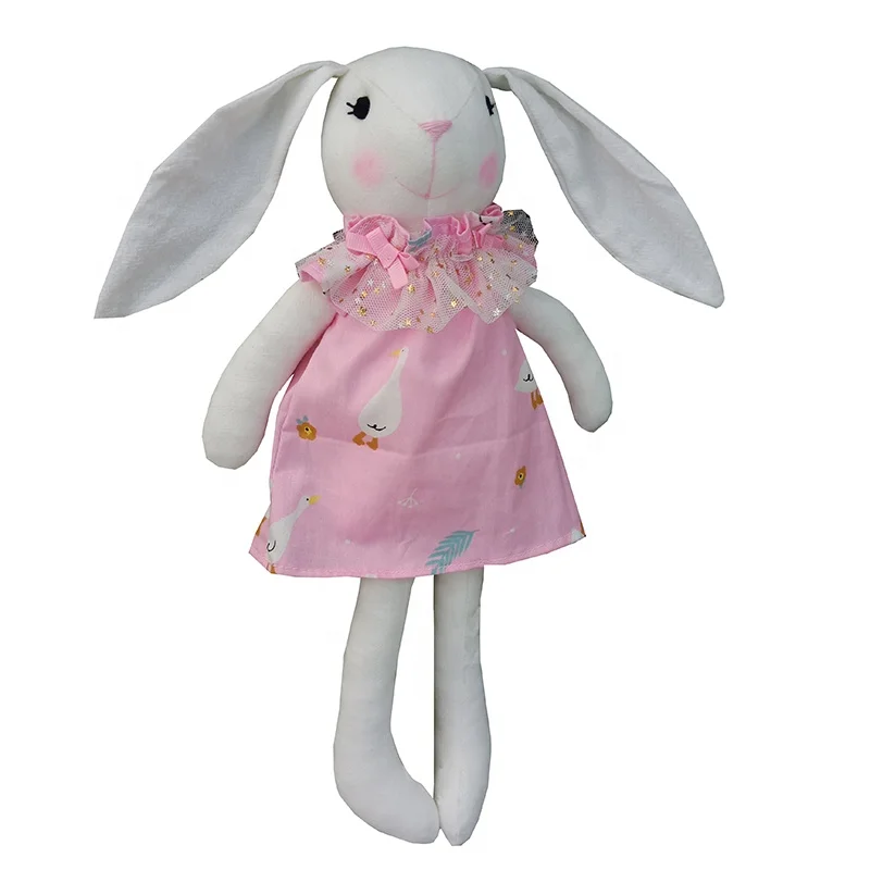 

100% cotton baby soft rabbit toys doll handmade cotton linen rabbit fabric toy, Customized color