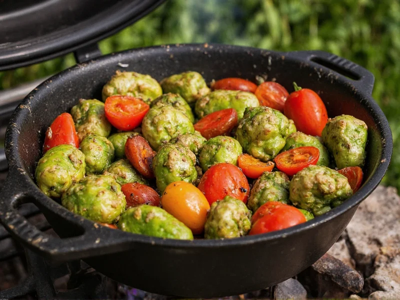 Solar oven cooking vegetables in black pot