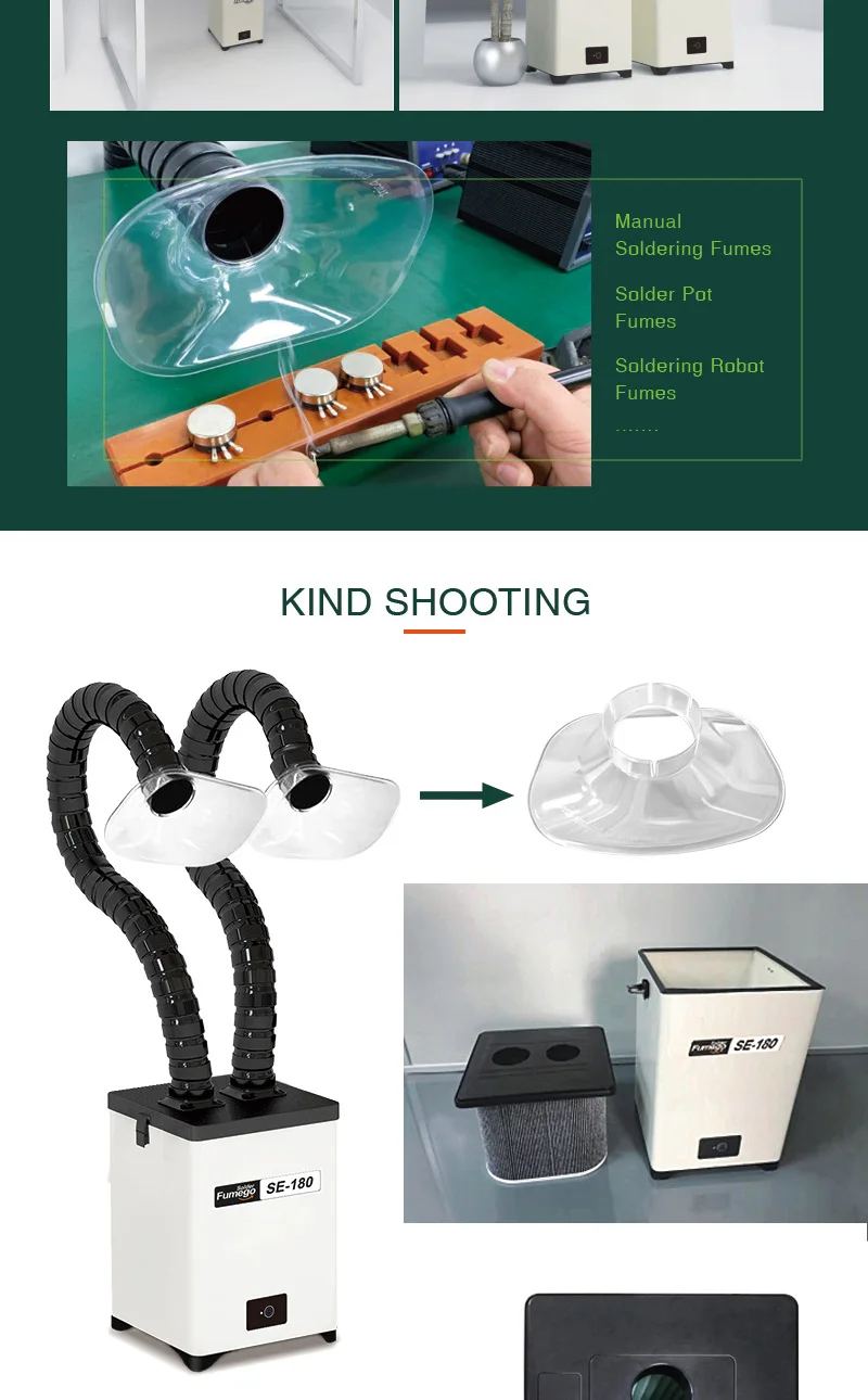 Double Flexible Extraction Arms 3in1 Filter Cartridge Mobile