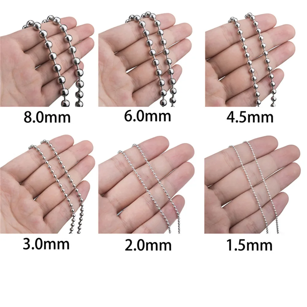 Wholesale 1.5mm / 2.0mm / 3.0mm / 4.5mm / 6.0mm / 8.0mm Ball Necklace