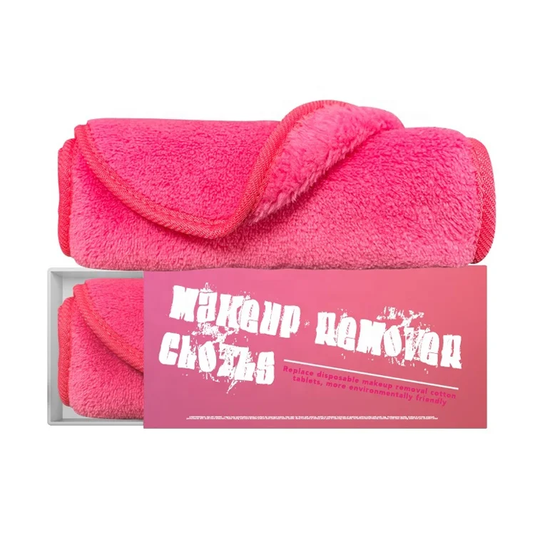 

Gloway Oem Hot Sales Facial Cleansing Tool Skin Care Private Label Reusable Microfiber Pink Makeup Cloth Remover Towel