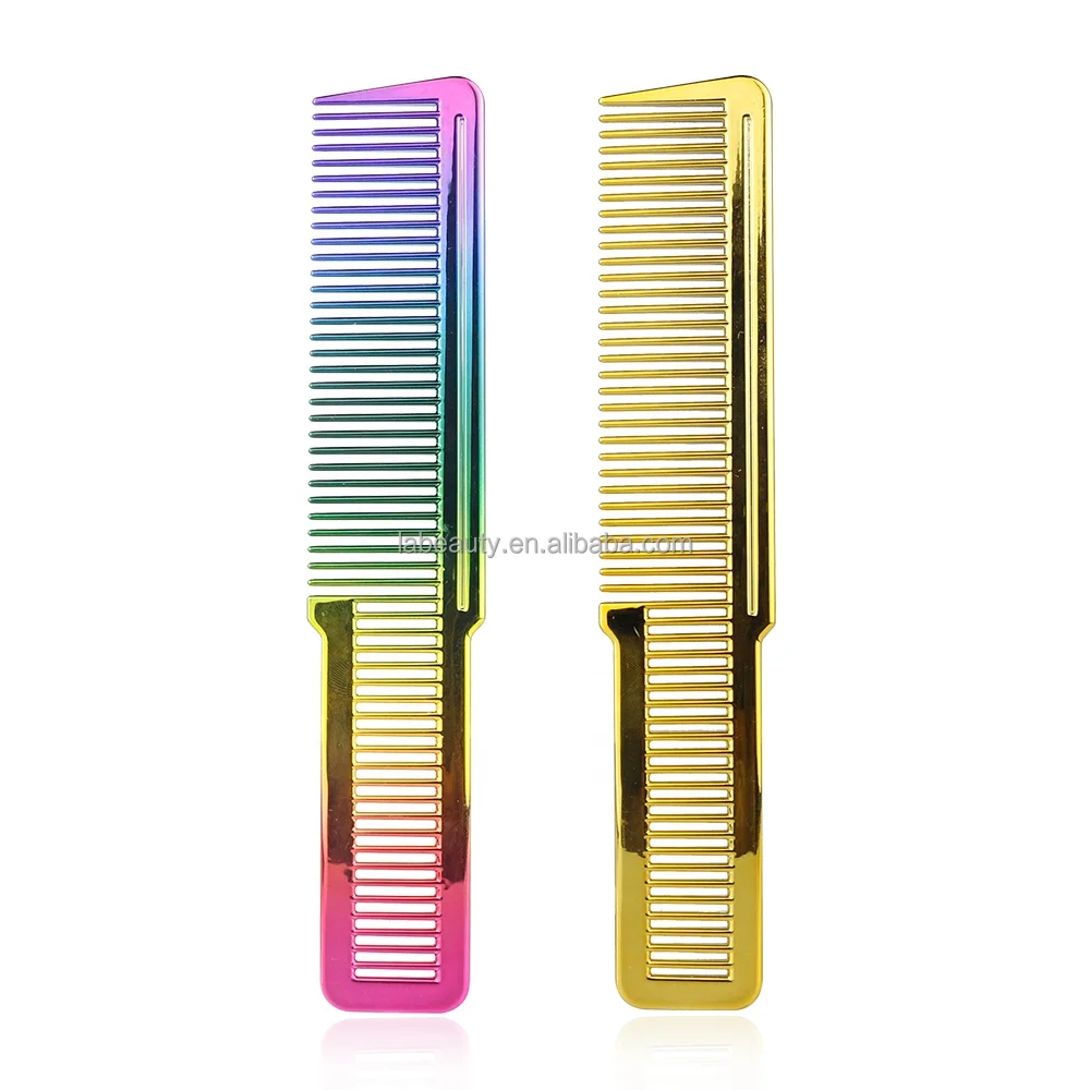 

Color Hair Cutting Styling Comb Electroplating Gold Rainbow Barber Trimmer Comb Wholesale Hairdressing Salon Barbers Comb Stock, Pink,black,white ,red ,blue,yellow,purple