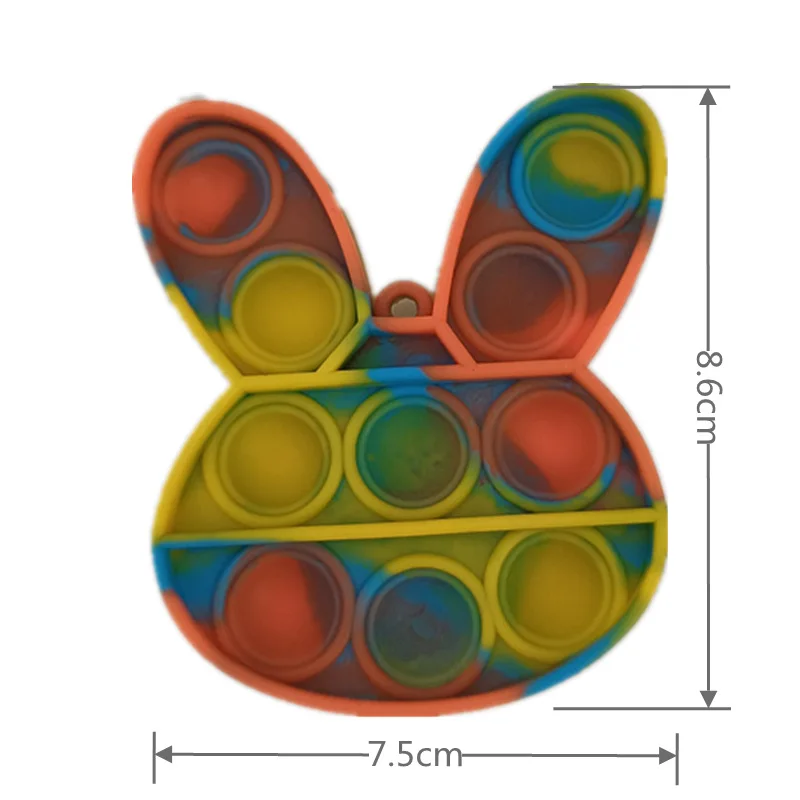 

EE470 Mini Bunny Fidget Key Chain Toys Silicone Bubble Tie Dye Bird Egg Easter Rabbit Fidget Toys Easter Fidget Keychain