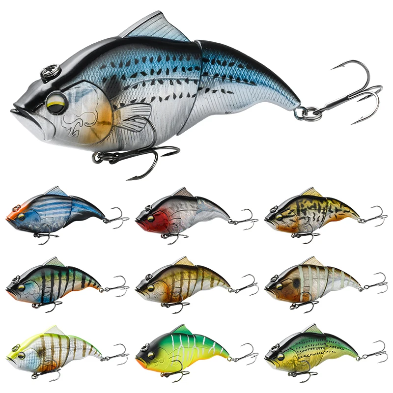

JOHNCOO 115mm Crankbaits Slow Sinking Jointed Hard Bait Artificial VIB Bass Fishing Lures, 10 colors as the picture