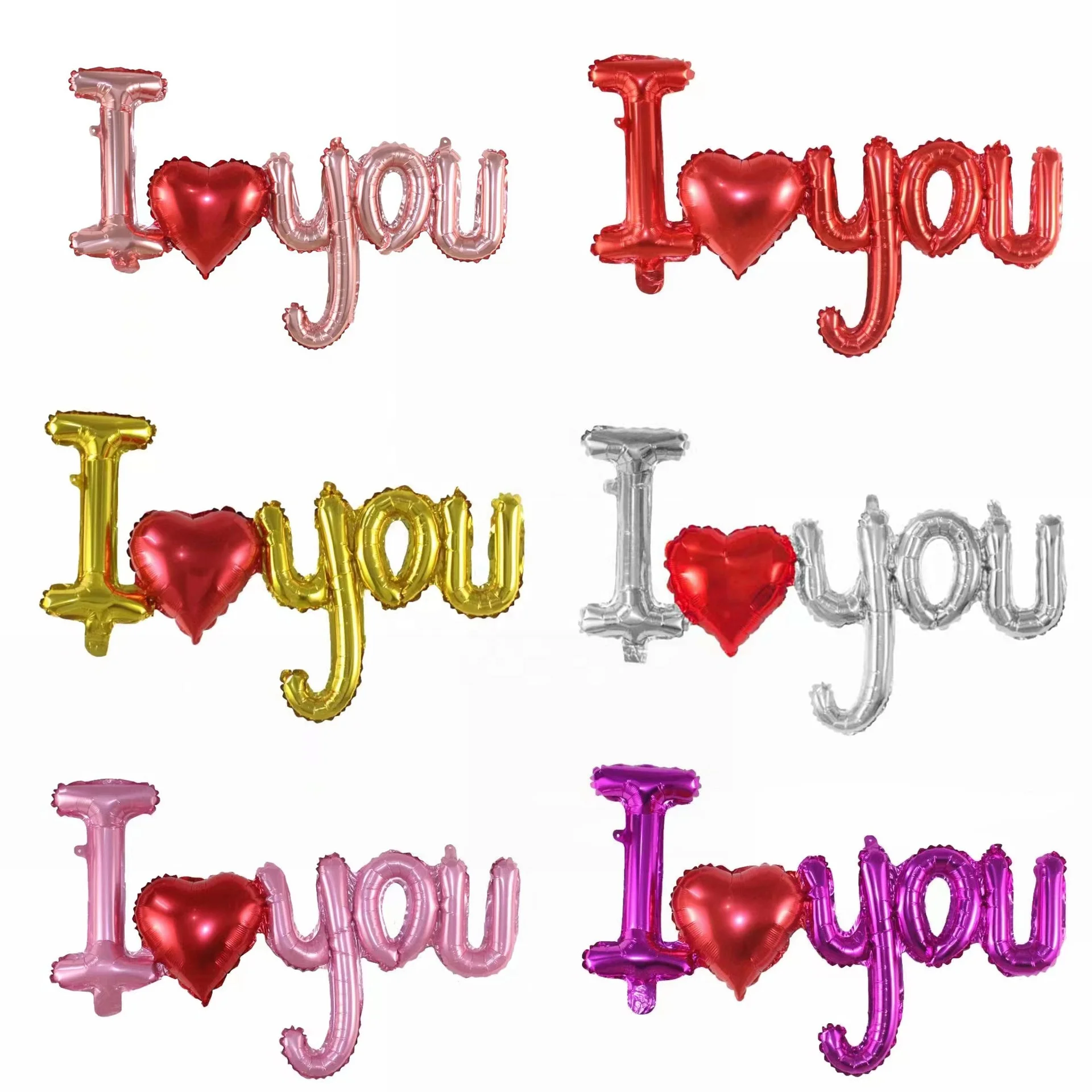 

I Love You Balloons Red Love Heart Shaped Silver Letters Foil Balloons I Love U Banner for Valentines Day Party Engagement