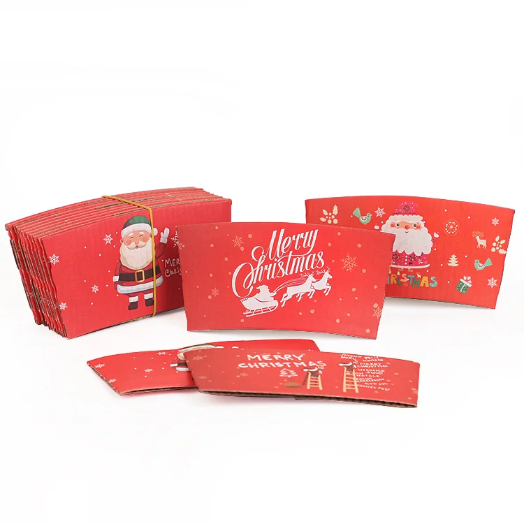 

Wholesale custom design christmas style disposable corrugated paper cup sleeves