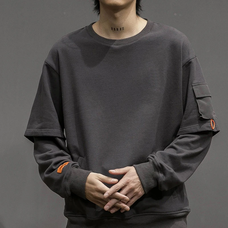 Japanese Fashion Baggy Men's Hoodies Personality Round Neck Sweatshirt ...