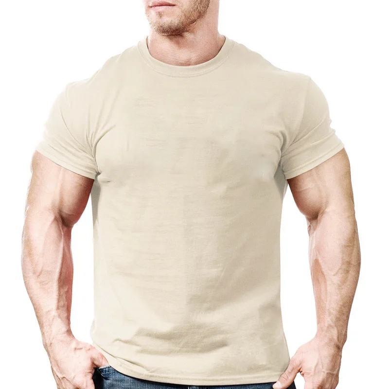 

Training tights sweat absorption breathable fitness cotton running comfort short sleeve men's T-shirt, Customized color