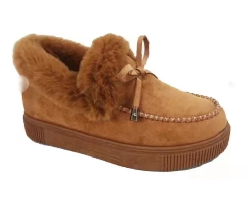 

2021 Winter hot sale fur moccasin for ladies slip on platform fashion snow boots fancy flat shoes casual botas, As picture