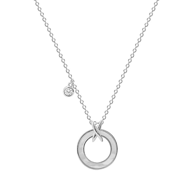 

Minimalist Fashion Women Gift Necklace Pendant Jewelry Shell stone Circle Necklace 925 Silver