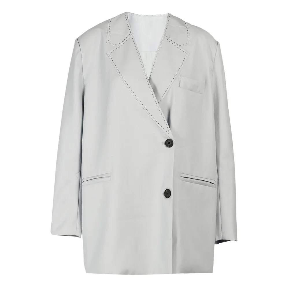 

2023 Bettergirl Autumn Suit Jacket Women Senior Cold Wind Casual Cross Border Bright Line Design Sense Niche Senior Grey Top