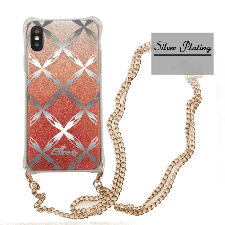 

New arrival IMD print TPU Mental shoulder strap phone case for iphone xs max, 5 colors