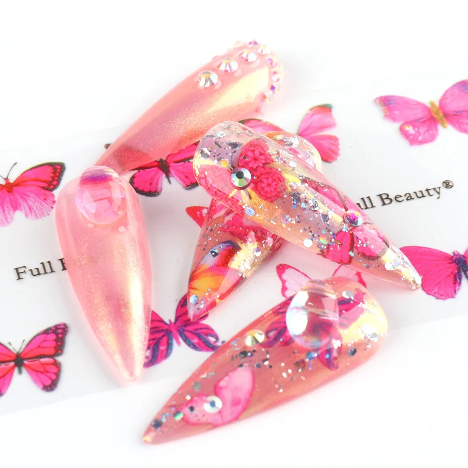 

2021 popular holographic butterfly nail art sticker with 10 designs/set