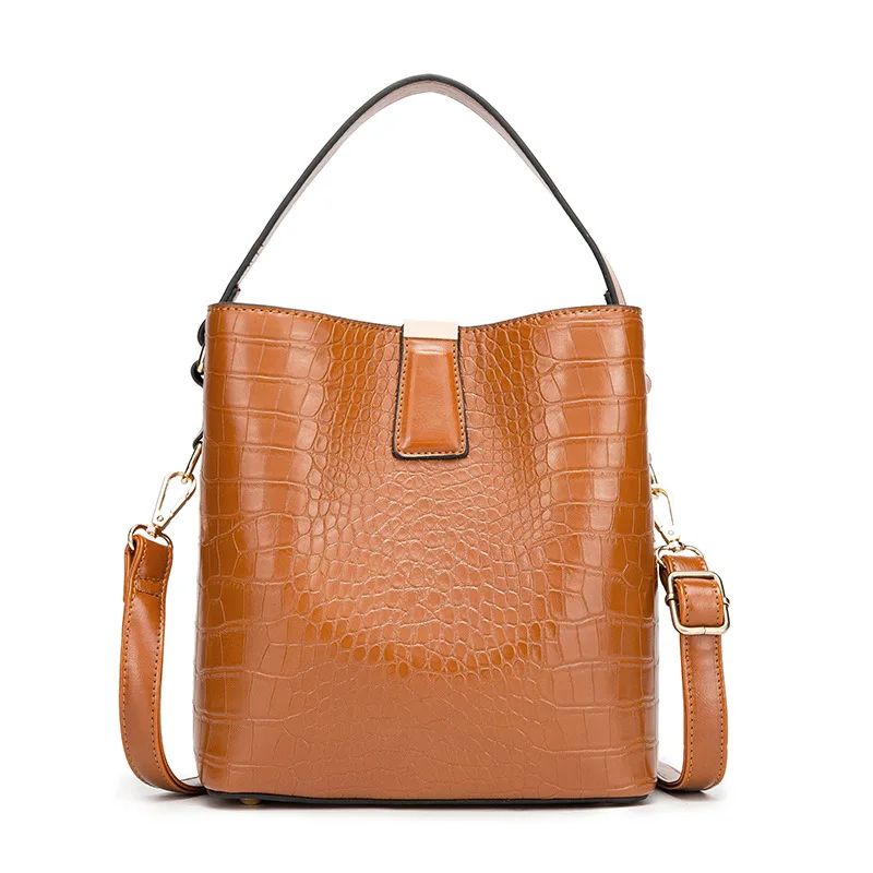 

New Fashion Luxury Crocodile Pattern Shoulder Bucket Clutch Handbags For Women's Customized Summer Women Crossbody Bags 2021