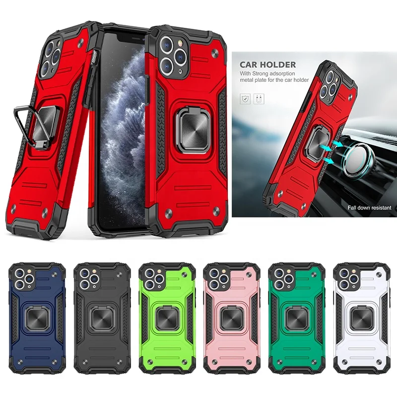 

Magnetic Attraction TPU PC metal ring kickstand mobile phone cover case For Iphone 11 11PRO MAX, Multi colors