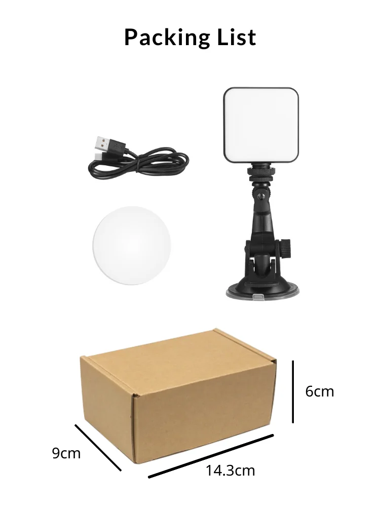 Weidun video conference lighting kit LED fill light mini LED video light with suction cup