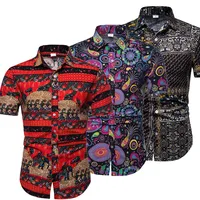 

New Men'S Floral Large Size Slim Cotton Short Sleeve Shirt Casual Men Shirt Printing