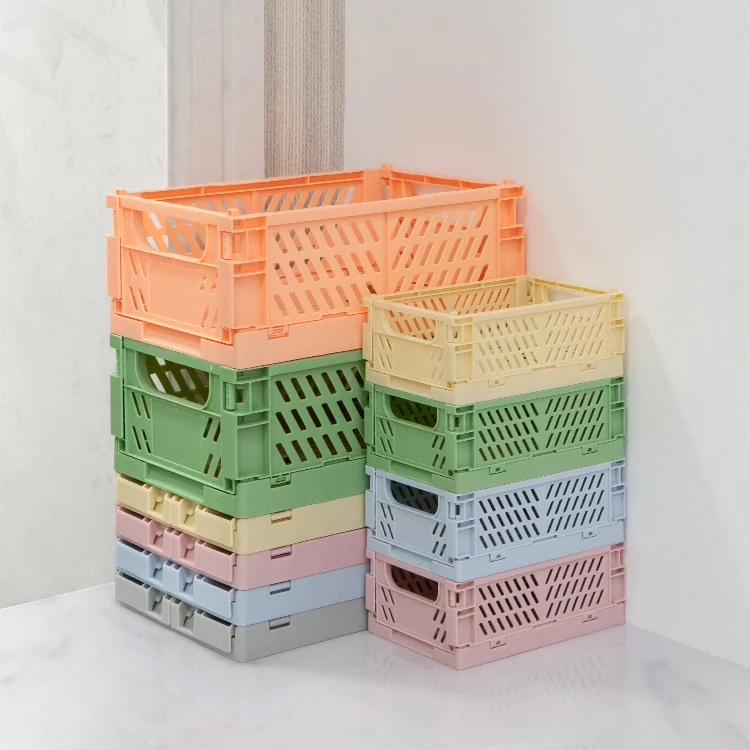 

Home desktop stacked organizer folded plastic basket small for wholesale, Any color you like