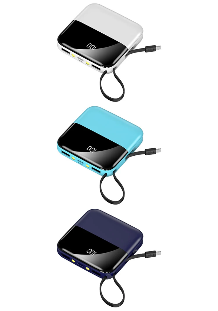 2020 New Arrival High Capacity 20000mAh Portable Mini Square Power Bank With Built-in Cable, Micro, Type-c - ANKUX.COM